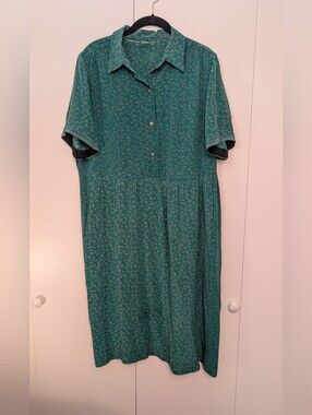 Reworked Vintage Silk Green Floral Dress